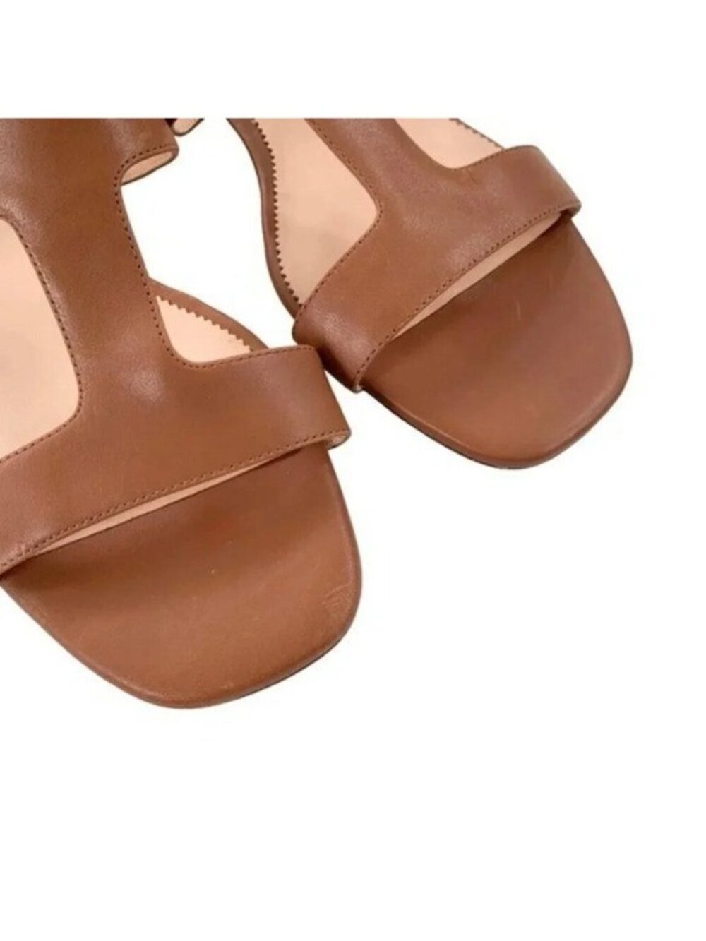 J. Crew Leather Hazel Cutout Flat Sandals Rich Oak Size 8 retail $138 - Picture 7 of 13